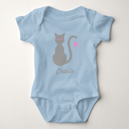Gray Cat Name Baby Bodysuit Strampler