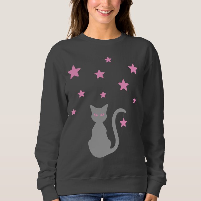 Gray Cat Stars Sweatshirt (Vorderseite)