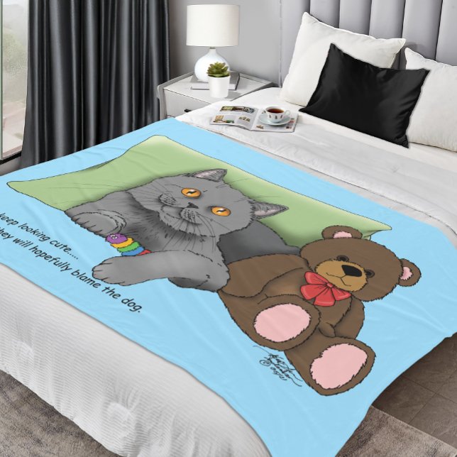 Gray Cat Teddy Bear Fleecedecke (Von Creator hochgeladen)