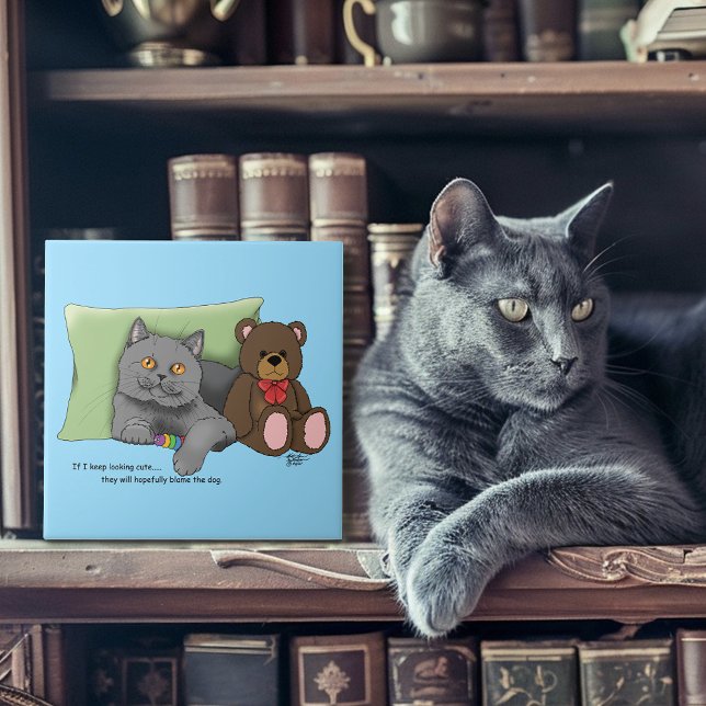 Gray Cat Teddy Bear Fliese (Von Creator hochgeladen)