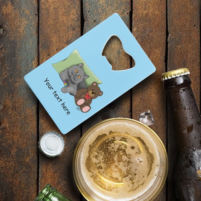 Gray Cat Teddy Bear Geldbeutel Flaschenöffner (Von Creator hochgeladen)