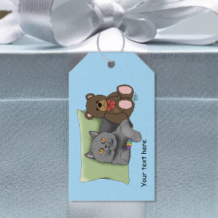 Gray Cat Teddy Bear Geschenkanhänger