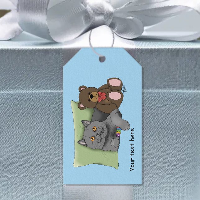 Gray Cat Teddy Bear Geschenkanhänger (Von Creator hochgeladen)