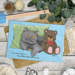 Gray Cat Teddy Bear Geschirrtuch