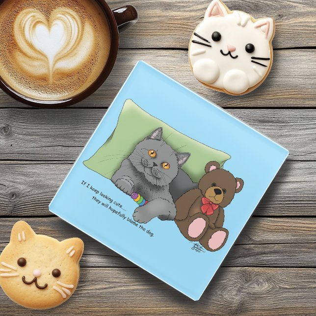 Gray Cat Teddy Bear Glasuntersetzer (Von Creator hochgeladen)