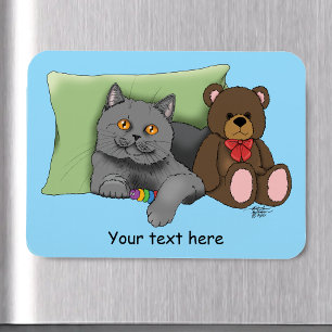Gray Cat Teddy Bear Magnet
