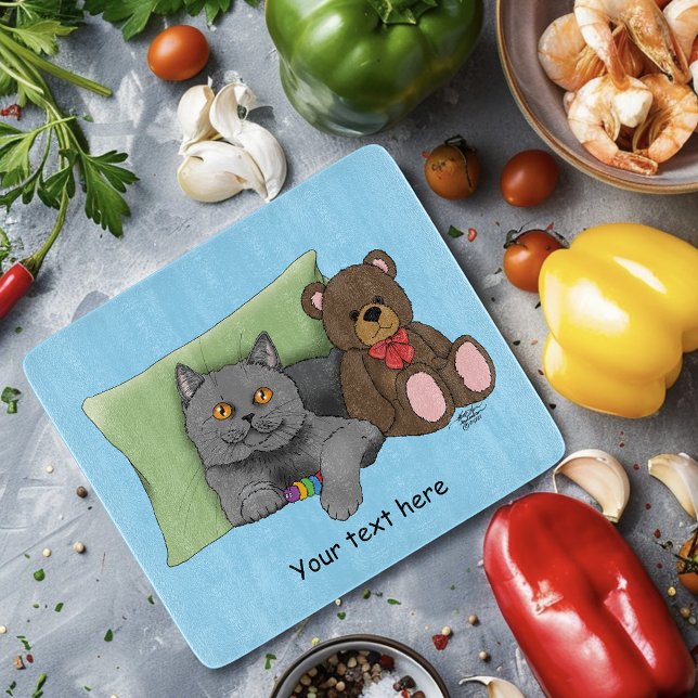 Gray Cat Teddy Bear Schneidebrett (Von Creator hochgeladen)