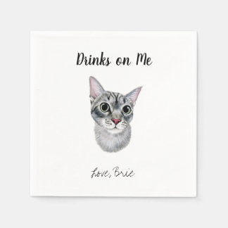Gray Cat Wedding Cocktail Napkins Serviette