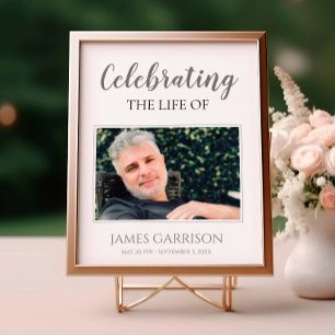 Gray Celebration of Life with Foto Funeral Poster