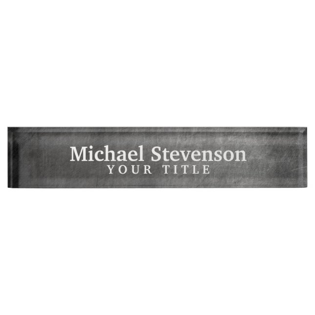 Gray Chalkboard Muster Business Desk Namplate Namensplakette (Vorderseite)