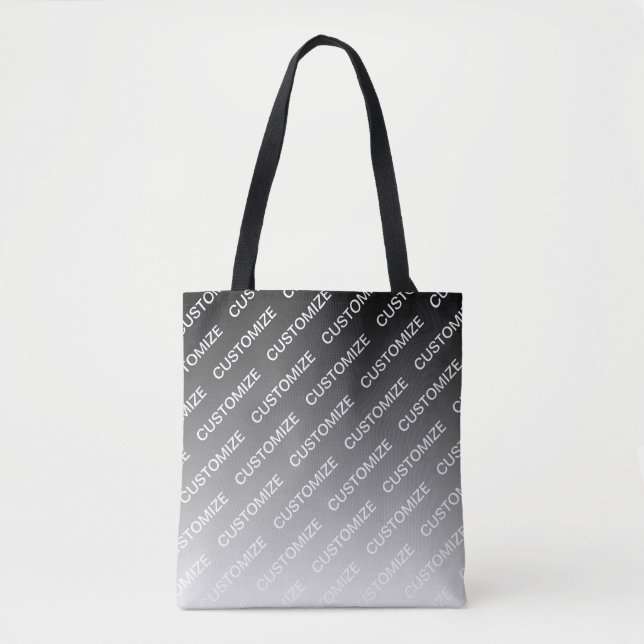 Gray (changeable color) Ombre & Text Pattern Tasche (Vorderseite)
