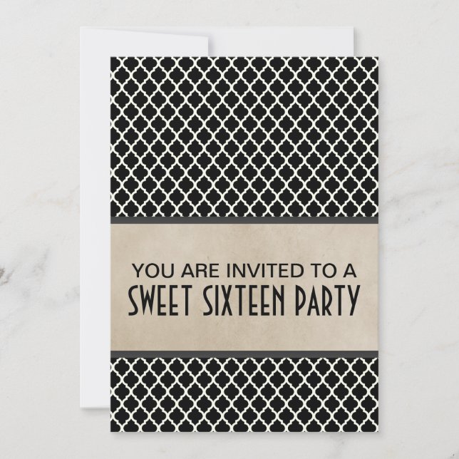 Gray Chic Quarto Sweet 16 Einladung (Vorderseite)
