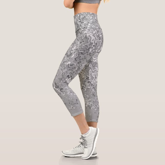 Gray Chic Unique Muster Capri Leggings (Links)