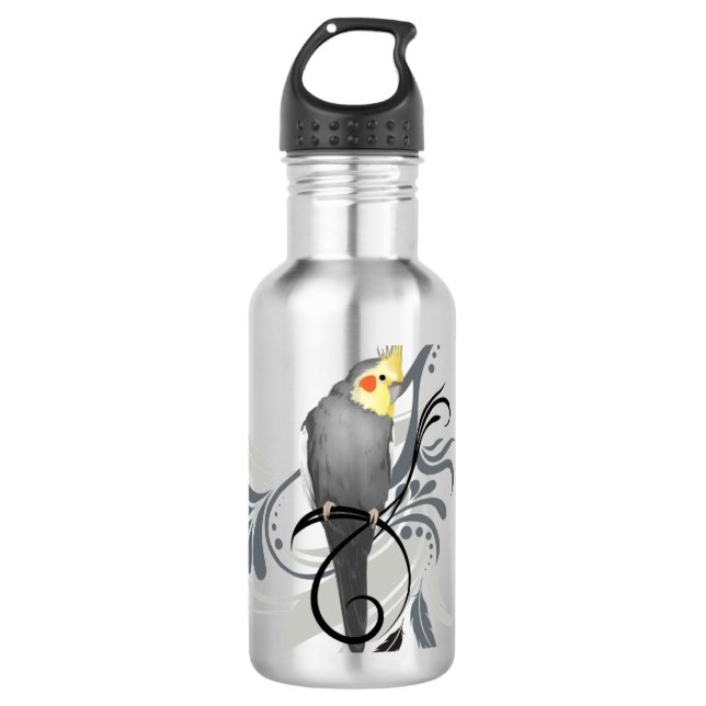 Gray Cockatiel Edelstahlflasche (Vorderseite)