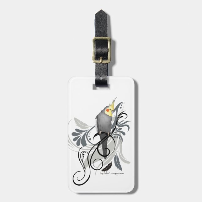 Gray Cockatiel Gepäckanhänger (Vorderseite vertikal)