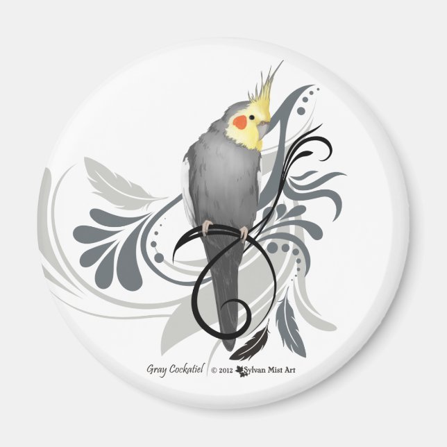 Gray Cockatiel Magnet (Vorne)