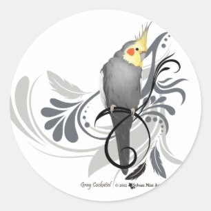 Gray Cockatiel Runder Aufkleber