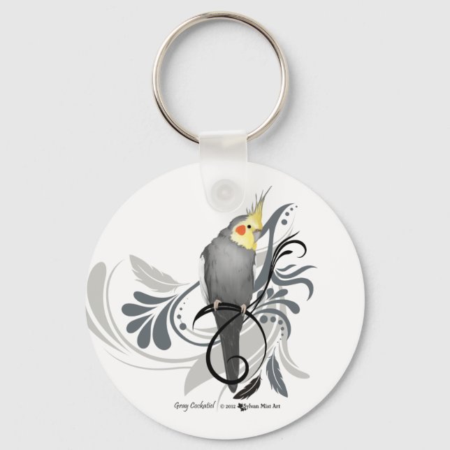 Gray Cockatiel Schlüsselanhänger (Vorderseite)