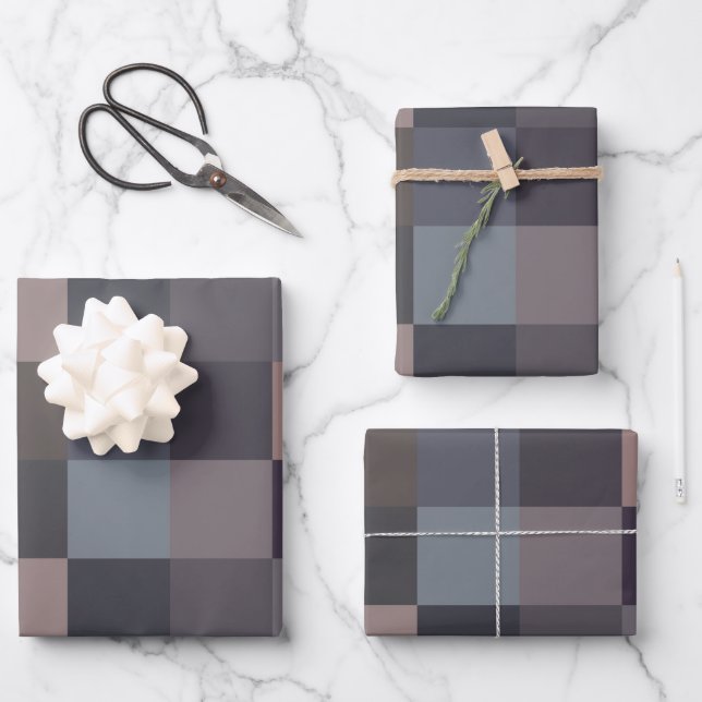 Gray Color Checkerboard Geschenkpapier Set (Vorderseite)