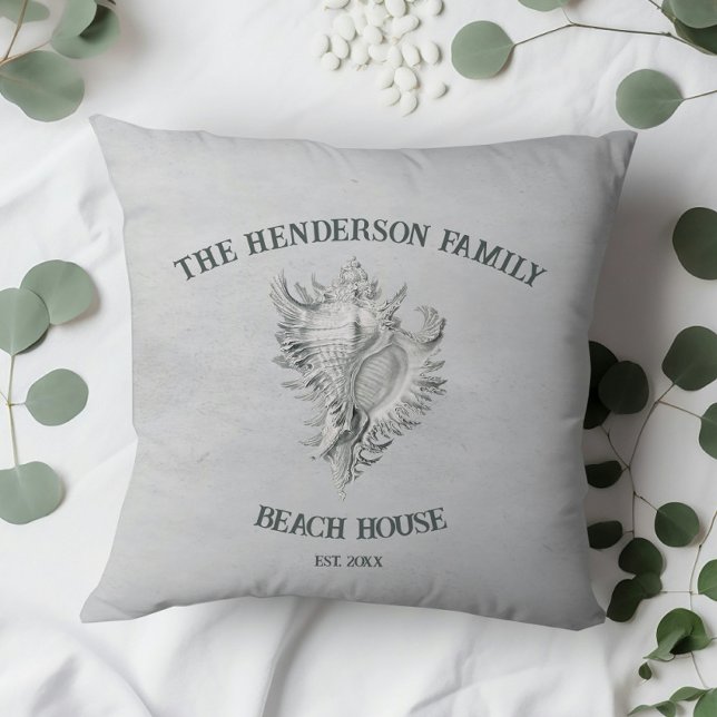 Gray Conch Muschel Throw Kissen (Gray Conch Shell Throw Pillow)