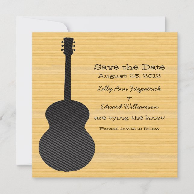 Gray Country Guitar Enregistrer la date Invitation (Devant)