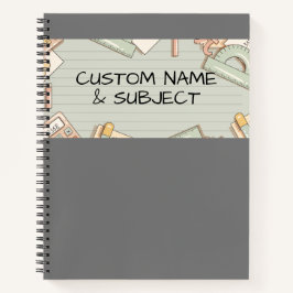Gray Cover mit Niedlicher Math Graphics Spiral Not Notizbuch