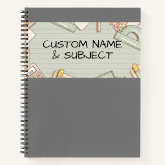 Gray Cover mit Niedlicher Math Graphics Spiral Not Notizbuch