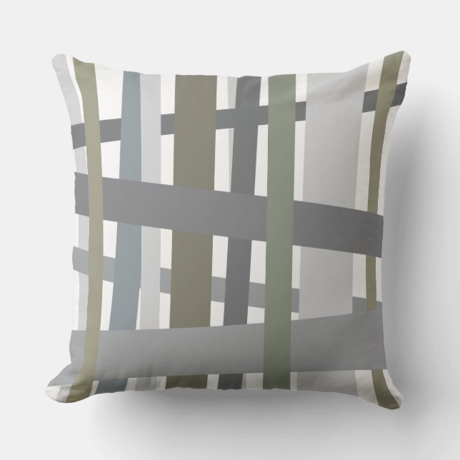 GRAY CRAZY LINES DESIGN Retro Throw Kissen (Vorderseite)