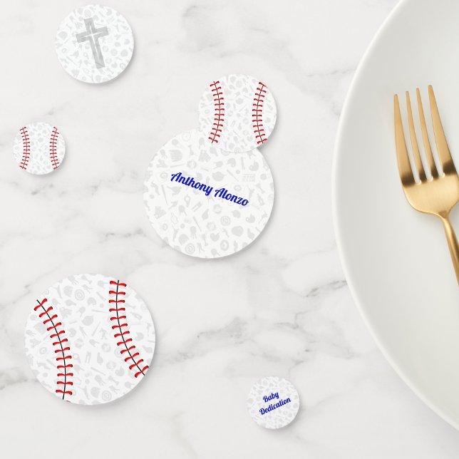 Gray Cross Baseball Baby Dedication Party  Konfetti (Von Creator hochgeladen)