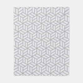 Gray Cube Hexagon Geometric Minimric 3D Muster Fleecedecke