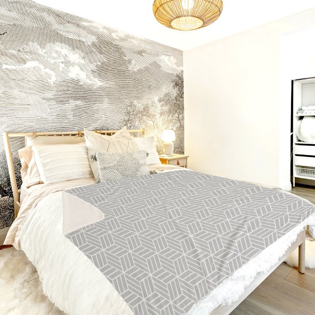 Gray Cube Line Pattern Sherpa Blanket Sherpadecke (Von Creator hochgeladen)