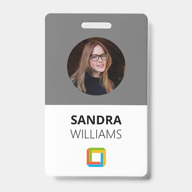 Gray Custom Employee ID für Unternehmen Ausweis (Front)