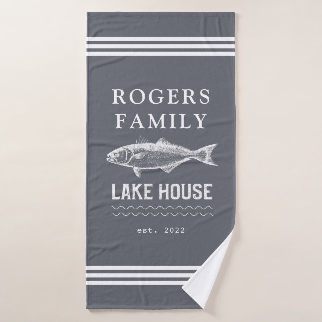 Gray Custom Family Lake House Serviette de bain (Serviette de bain)