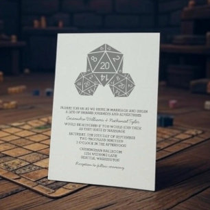 Gray D20 Dice Mariage Invitation