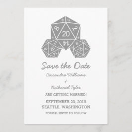 Gray D20 Dice Save the Date einladen Einladung