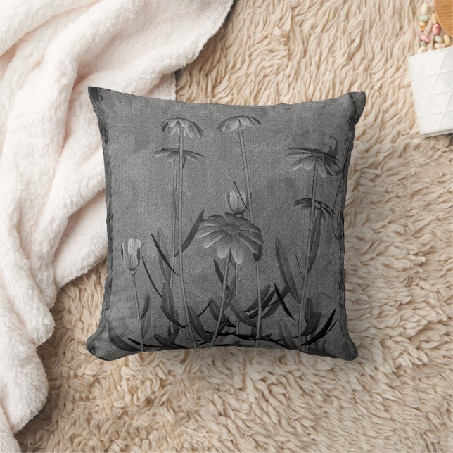 Gray Daisies Floral Art Kissen (Decke)
