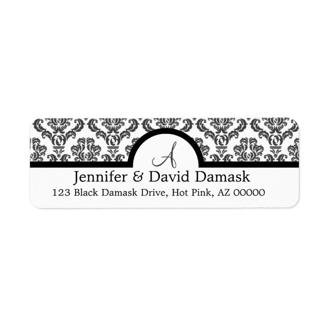 Gray Damask Monogram Labels (Vorne)