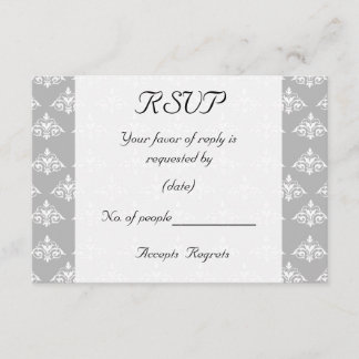 Gray Damask RSVP Card