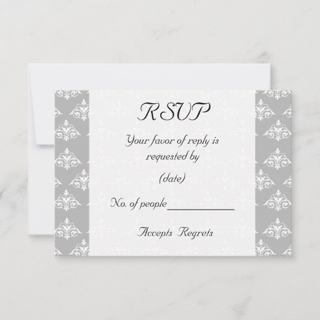 Gray Damask RSVP Card Karte (Vorderseite)