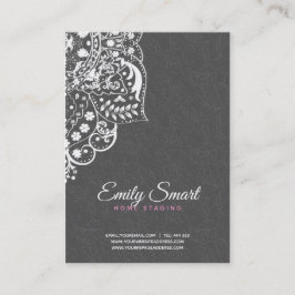 Gray Damaskas White Vintag Lace Appointment Card Terminkarte