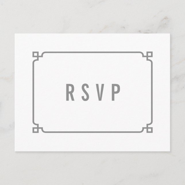 Gray Deko Chic Wedding RSVP Postcard Einladungspostkarte (Vorderseite)