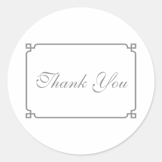 Gray Deko Chic Wedding Vielen Dank Runder Aufkleber (Vorderseite)