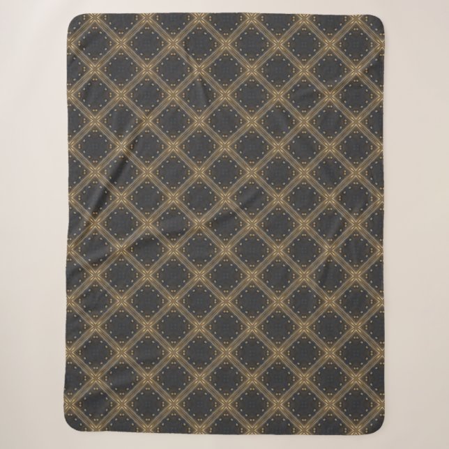 Gray Diamonds mit Gold Grid und Dots Muster Sherpadecke (Vorderseite)