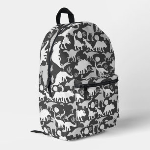 Gray Dino Pattern D Gray BG Bedruckter Rucksack