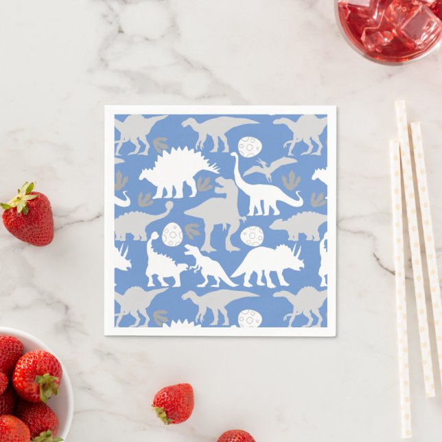 Gray Dino Pattern L Blue BG Serviette (Beispiel)