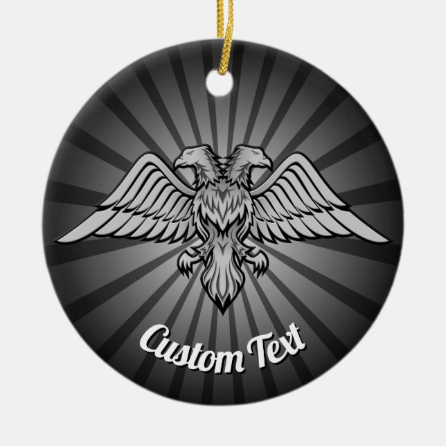 Gray Eagle mit zwei köstlichen Keramiken Ornament (Vorne)