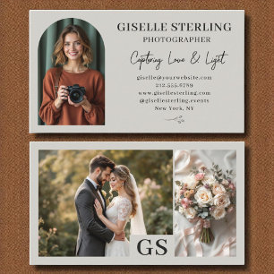 Gray Earthtone Elegantes Foto Script Beruflich Visitenkarte