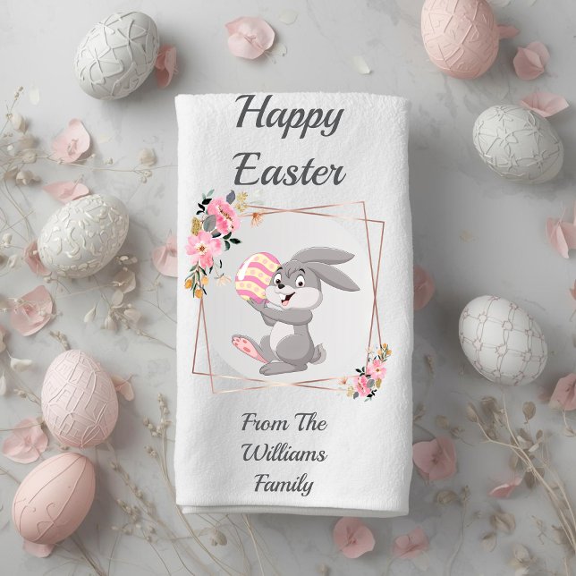 Gray Easter Bunny Personalized Bath Towel Badehandtuch (Von Creator hochgeladen)