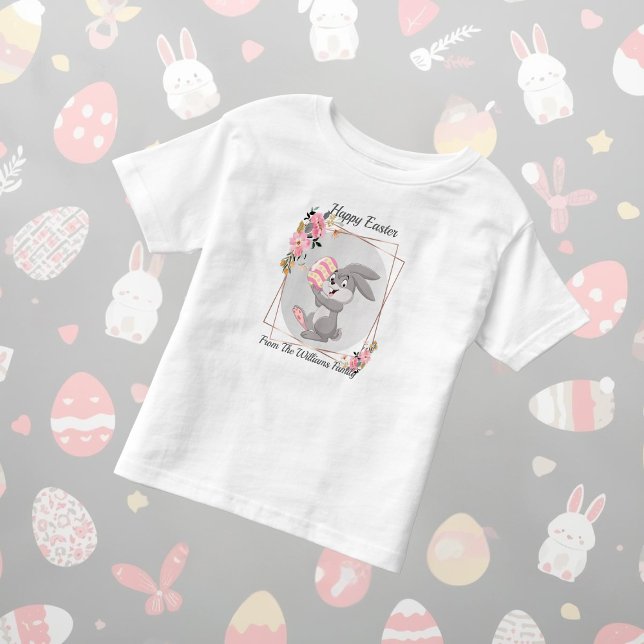 Gray Easter Bunny Personalized Toddler T-Shirt (Von Creator hochgeladen)