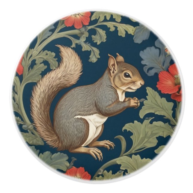 Gray Eichhörnchen William Morris Stil Richtig gege Keramikknauf (Vorderseite)